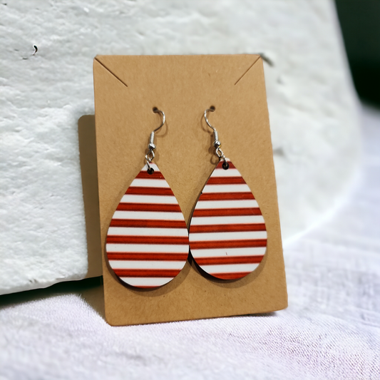 Red and White Striped Earrings