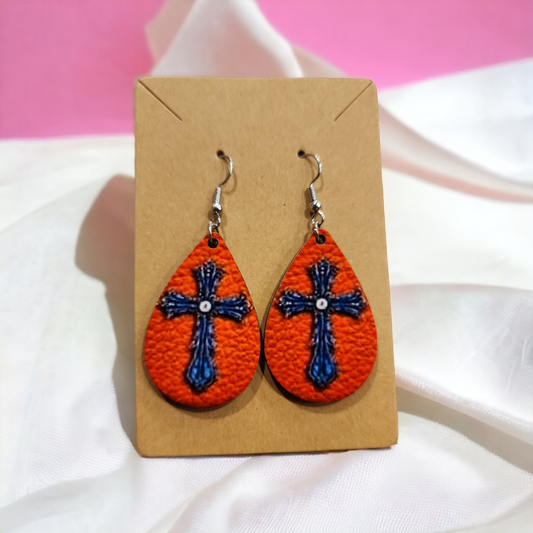 Orange Cross earrings