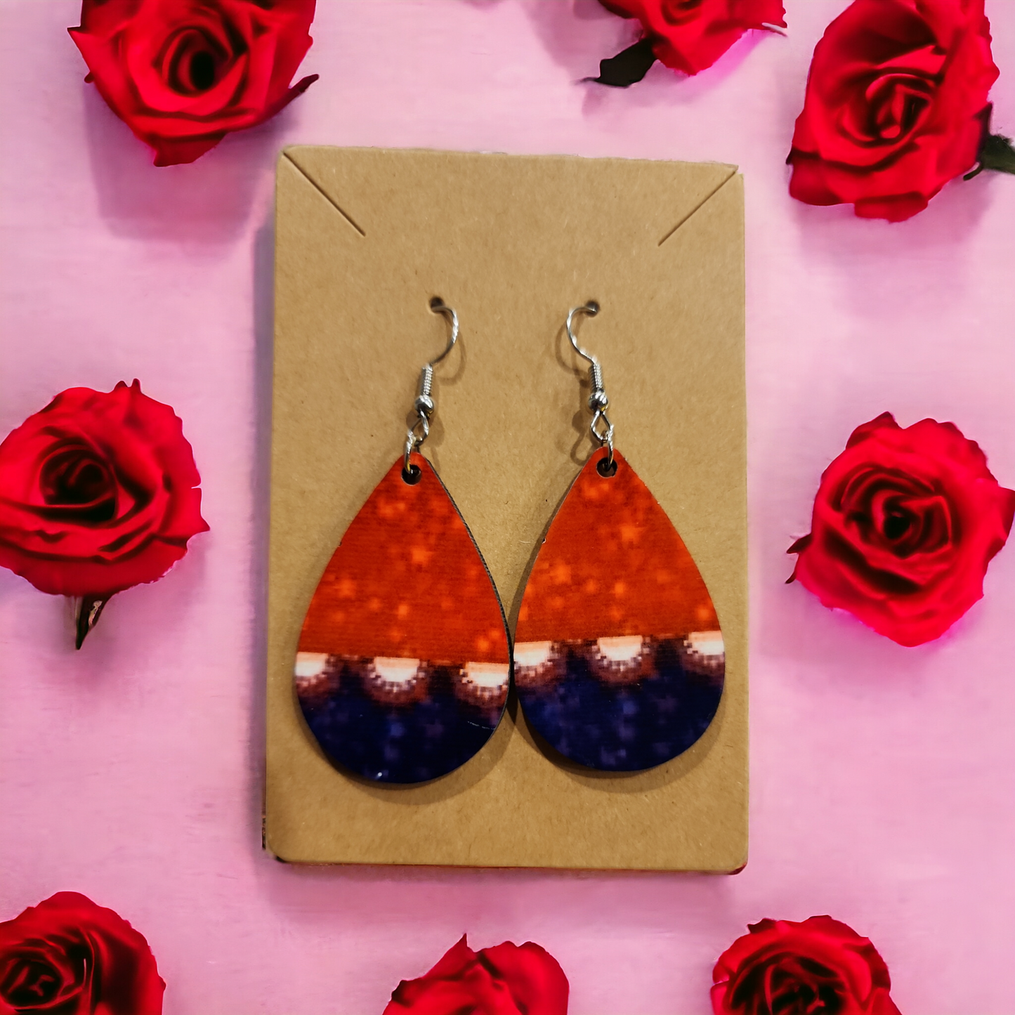 Classy red and blue earrings