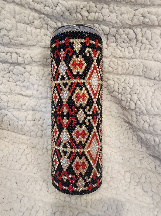 Red, Black and Gold Rhinestone Tumbler Aztec style