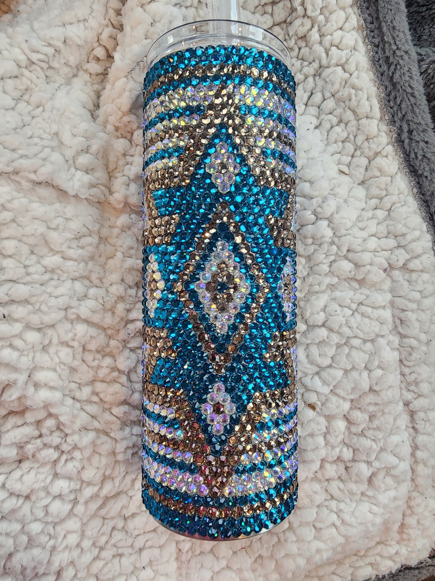 Southwest Aztec style Rhinestone Tumbler