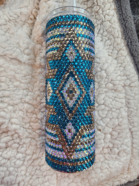 Southwest Aztec style Rhinestone Tumbler